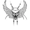 raven skull with crystals tattoo design idea