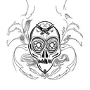 raven skull with crystals tattoo design idea