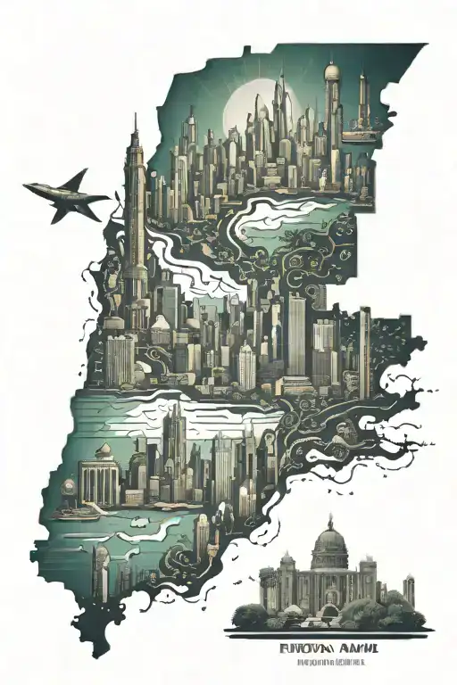 india miami new york city skyline ocean jewish viking with axe computer circuit board tattoo design idea