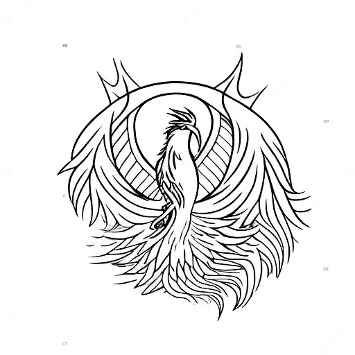 phoenix rising through the flames, elegant, simple  tattoo design idea