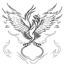 phoenix rising through the flames, elegant, simple  tattoo design idea