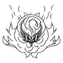 phoenix rising through the flames, elegant, simple  tattoo design idea