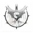 Batman with Gotham city and bat signal tattoo design idea