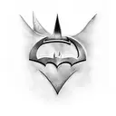 Batman with Gotham city and bat signal tattoo design idea