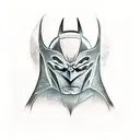 Batman with Gotham city and bat signal tattoo design idea