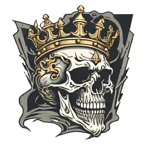 Skull  with crown going through portal  tattoo design idea