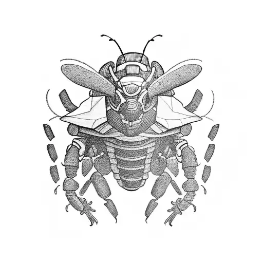 bumblebee with lines going through the design tattoo design idea