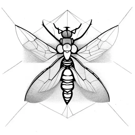 hornet with lines going through the body tattoo design idea