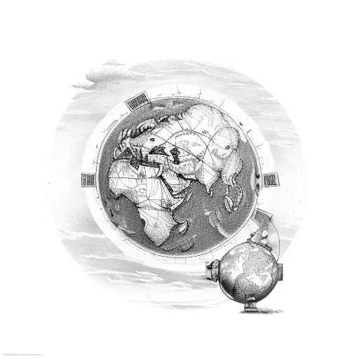 The Greek god atlas, with "show the world you're there" written around the globe  tattoo design idea
