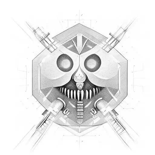 A geometric design inspired by dental tools and equipment tattoo design idea