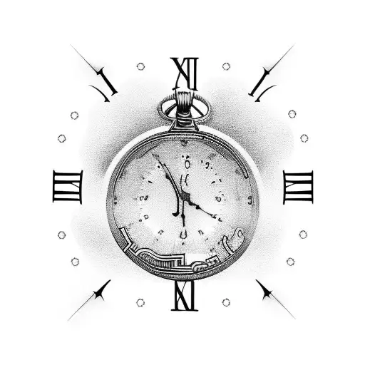 Heavenly gates with a stopwatch as the entrance tattoo design idea