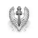 Dumbbell with angel wings tattoo design idea