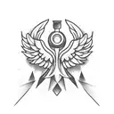 Dumbbell with angel wings tattoo design idea