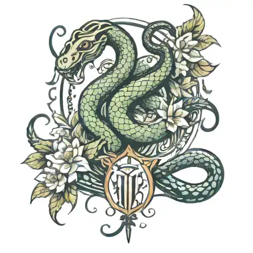 snake and virgo tattoo design idea