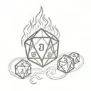 D20 dice on fire tattoo design idea