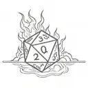 D20 dice on fire tattoo design idea
