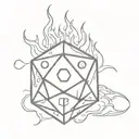 D20 dice on fire tattoo design idea