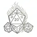 D20 dice on fire tattoo design idea
