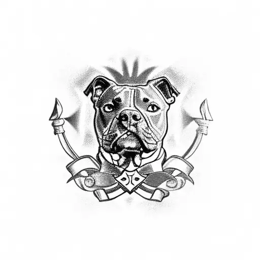 staffy paw print and St George flag tattoo design idea
