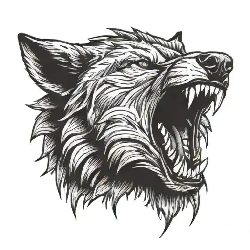 wolf head with teeth out tattoo design idea