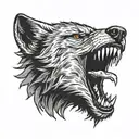 wolf head with teeth out tattoo design idea