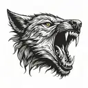 wolf head with teeth out tattoo design idea