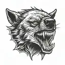 wolf head with teeth out tattoo design idea