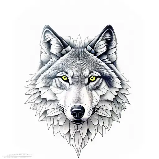 relógio com lobo tattoo design idea