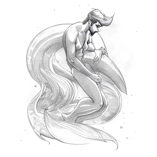 sexy pinup male merman tattoo design idea