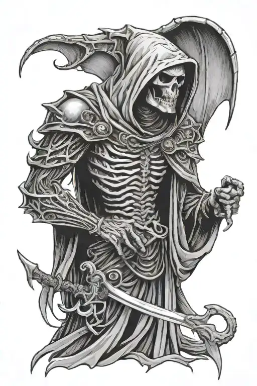 dragon scale grim reaper tattoo design idea