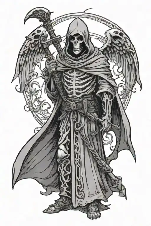 grim reaper sims medieval full body tattoo design idea