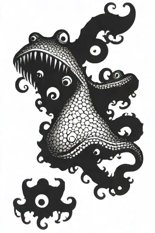 lovecraft tentacles mouths eyes disgusting tattoo design idea