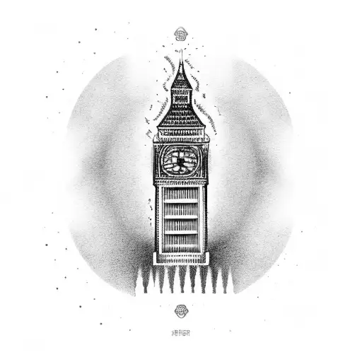 Big Ben on fire  tattoo design idea
