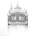 Big Ben on fire  tattoo design idea