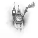 Big Ben on fire  tattoo design idea