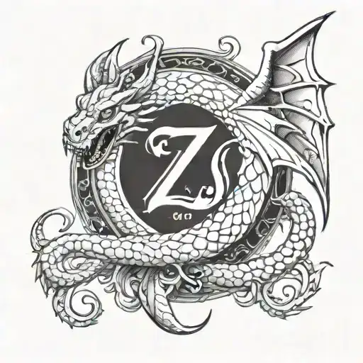 dragon, snake, "Z" and "A" letters, devil wings, Egypt, Greek mythology, paw prints  tattoo design idea