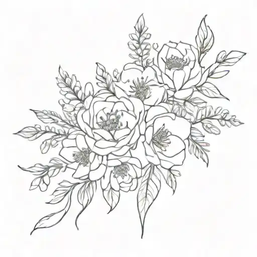 birth flower bouquet tattoo may june march september and december tattoo design idea
