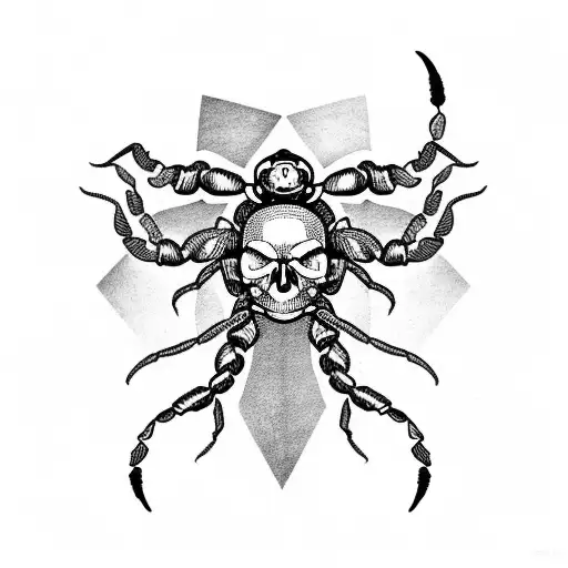 scorpion with skull tattoo design idea