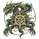 A circular pattern forming a skeleton dragon tattoo design idea