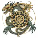 A circular pattern forming a skeleton dragon tattoo design idea