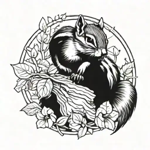 hunting chipmunk tattoo design idea