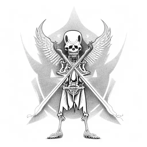 grimreaper holding guitar heavy metal tattoo design idea