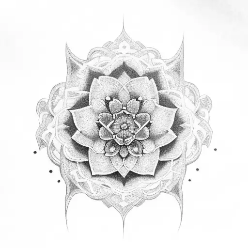intricate sak yant jasmine flower tribal fills  tattoo design idea