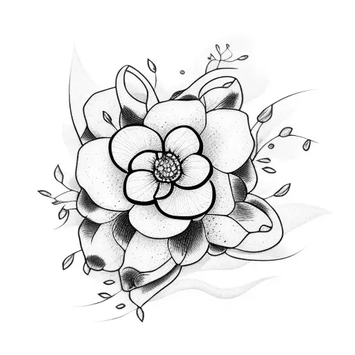 asian jasmine flower tribal fills  tattoo design idea