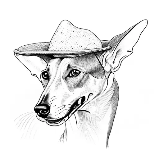 greyhound wearing hat tattoo design idea