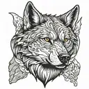 wolf head with mountains tattoo design idea