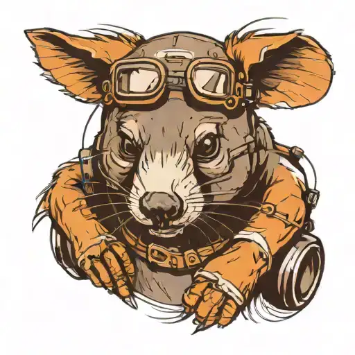 wombat wearing racing helmets and goggles tattoo design idea
