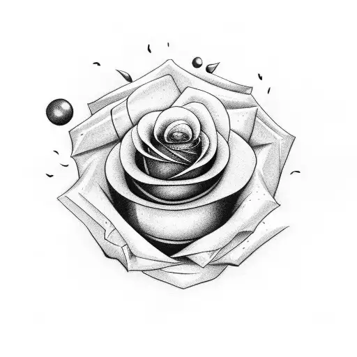 rose growing out of a cup, on that cup is a football ball  tattoo design idea