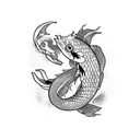 black koi fish and in the background a japanese dragon tattoo design idea