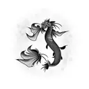 black koi fish and in the background a japanese dragon tattoo design idea